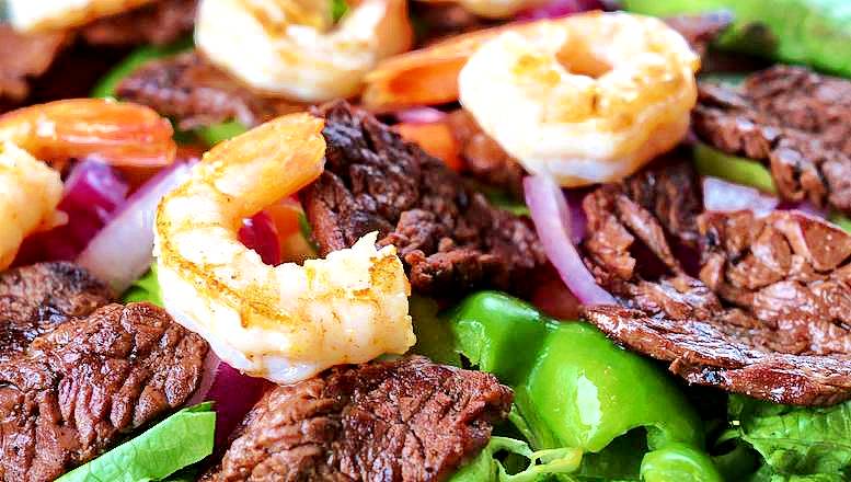 Grilled Steak and Shrimp Salad