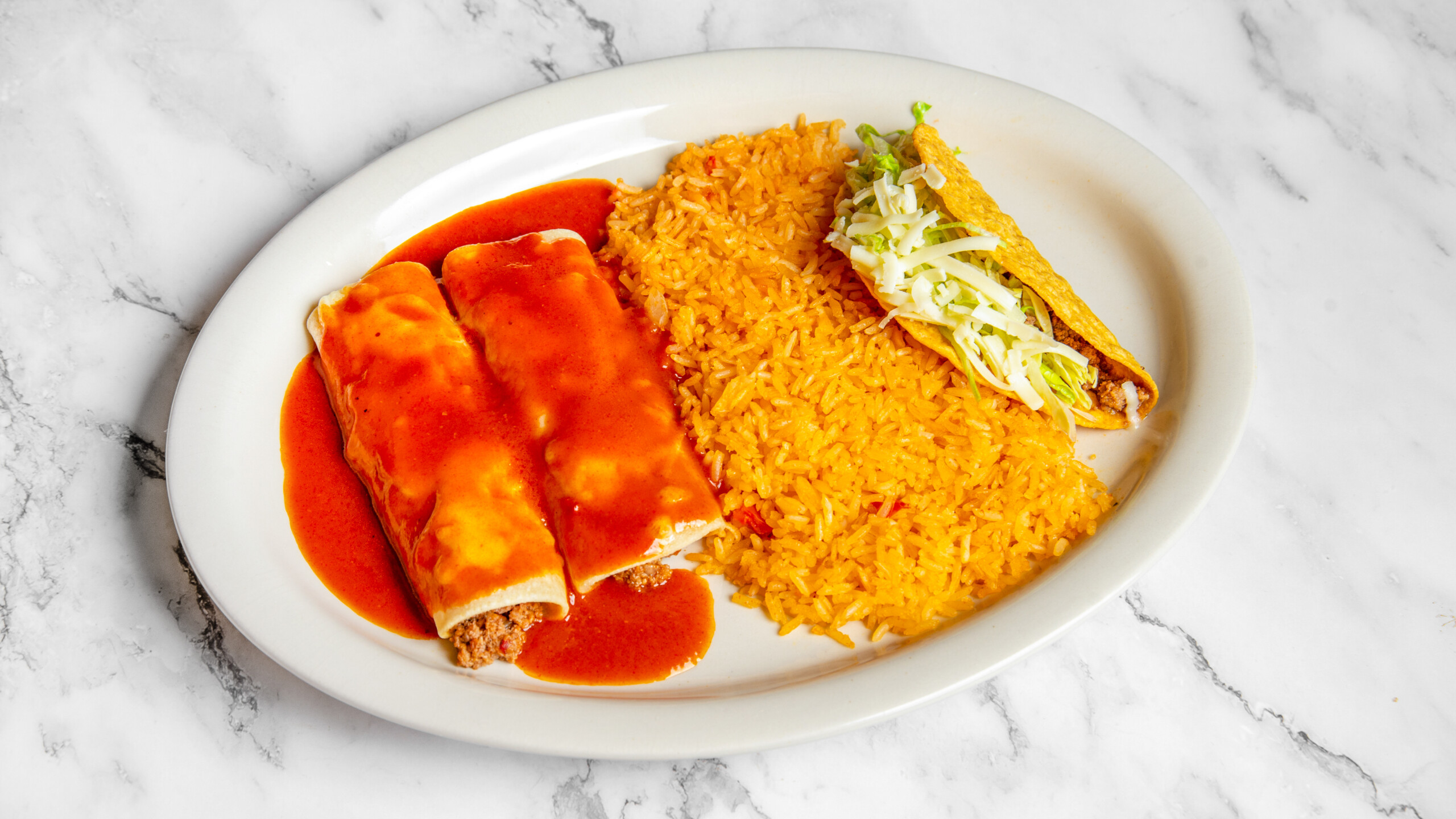 1. Taco, Two Enchiladas With Choice Of Rice Or Beans