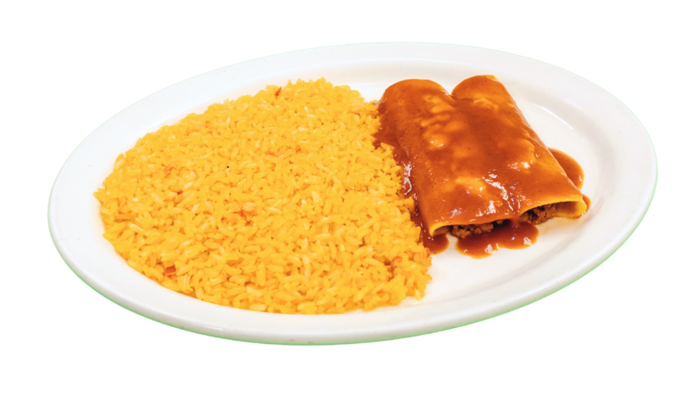 4. Enchilada, Taco, Rice and Beans