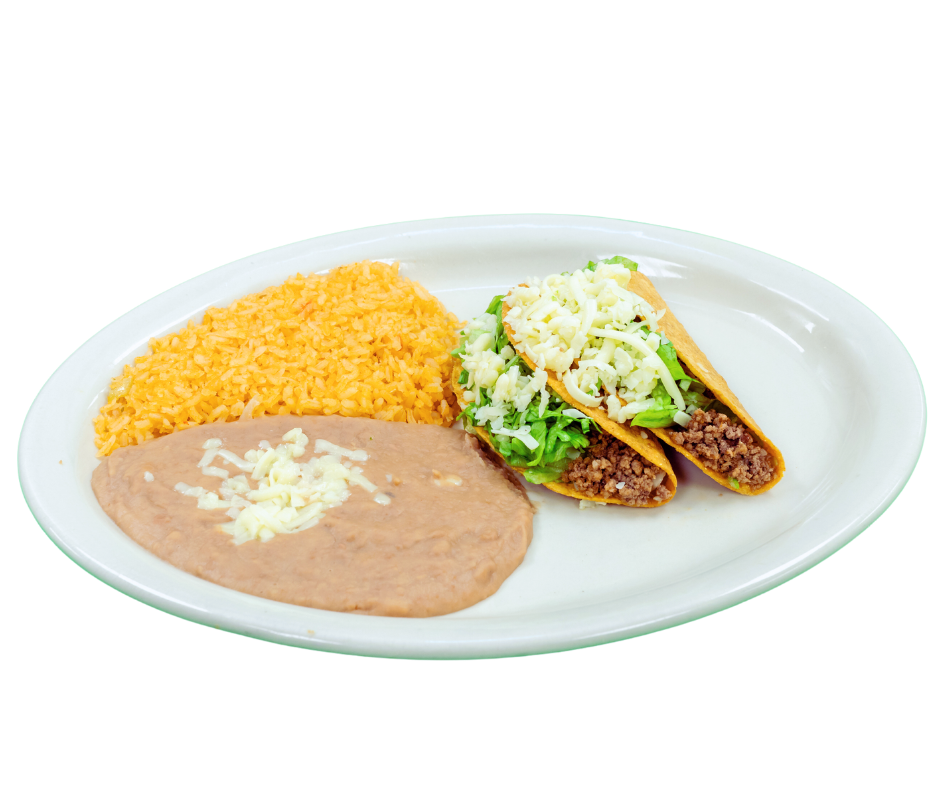 7. Two Tacos, Rice and Beans
