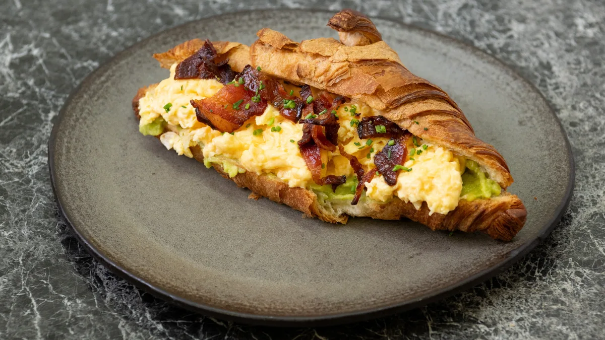 Scrambled Eggs on croissant