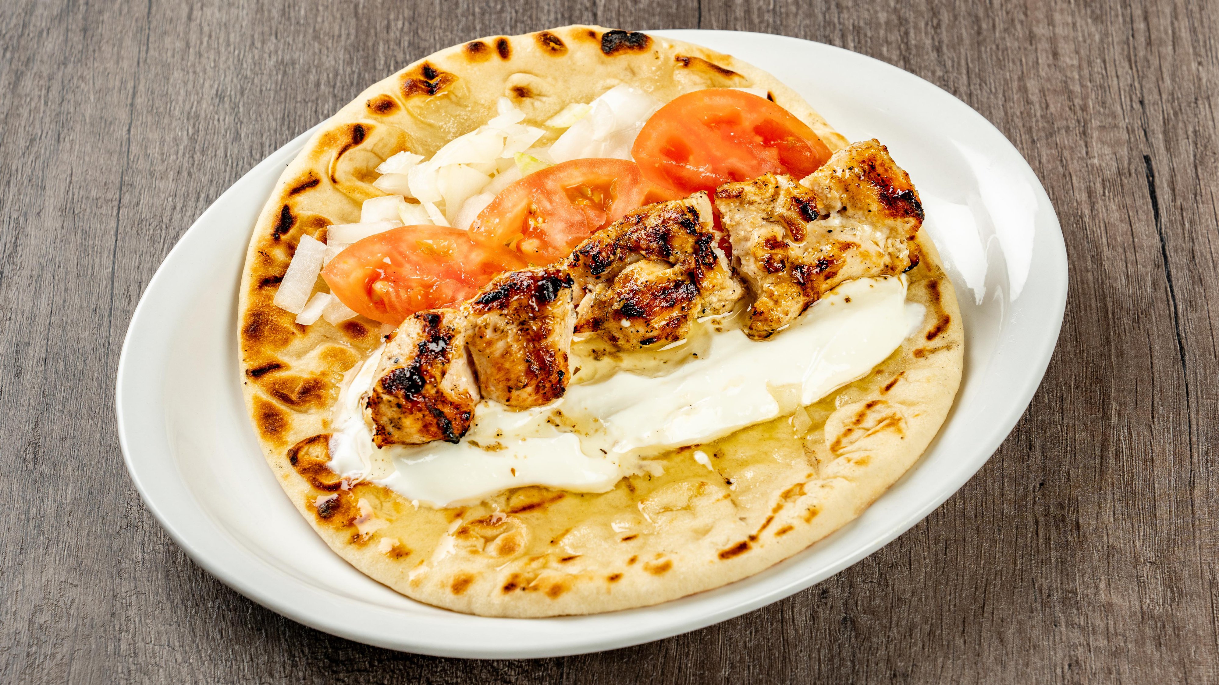 Chicken Souvlaki on a Pita