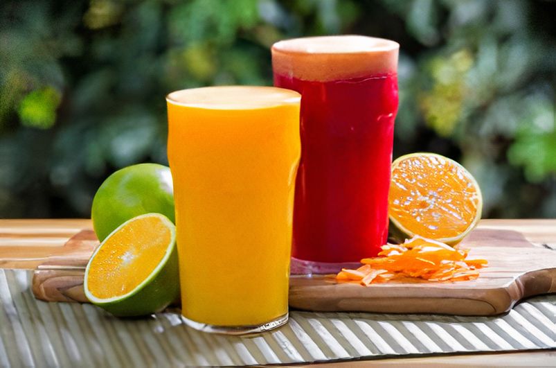 Suco de Laranja e Morango