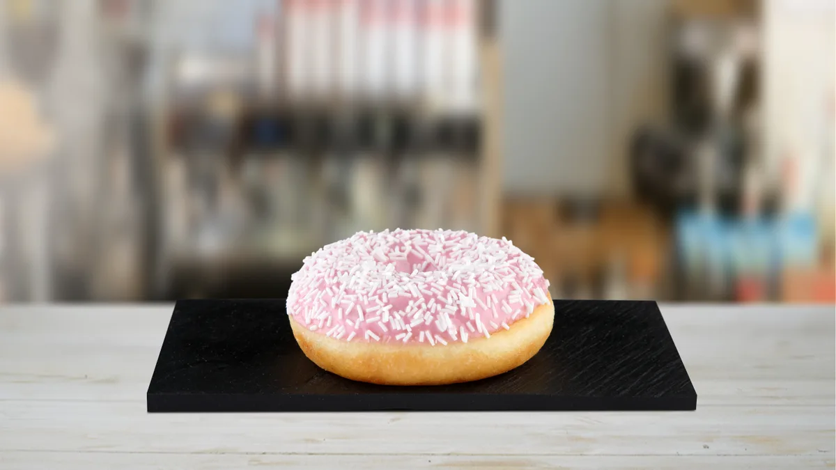 Donut with Coating and Strawberry Filling