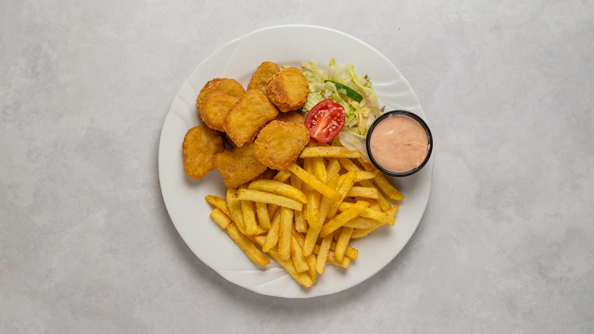 Chicken nuggets med pommes frites