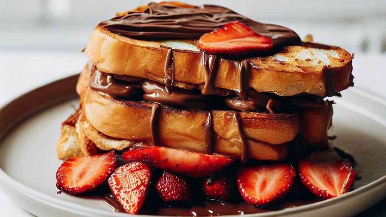 Stuffed Nutella French Toast with Strawberries (6 Slices)