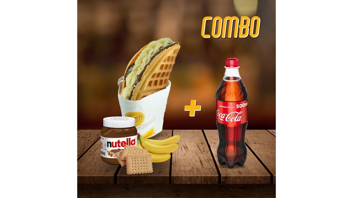 Waffle, Nutella, Banane Fresh, Biscuiti + Coca Cola