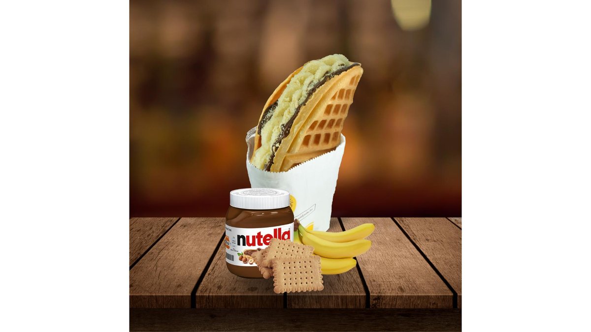 Waffle, Nutella, Banane Fresh, Biscuiti
