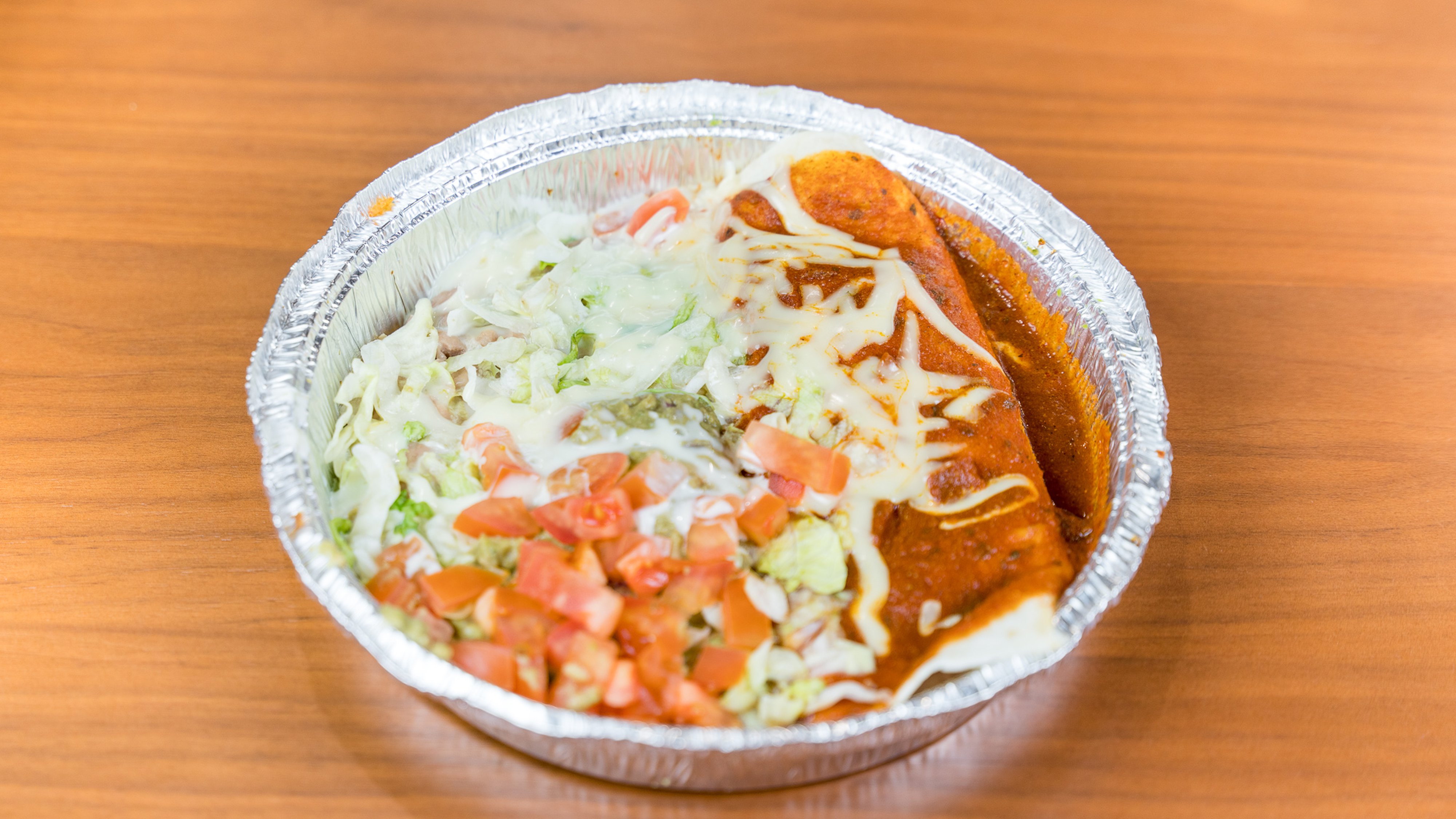 22. One Bean Tostaguac, One Cheese Enchilada and Rice