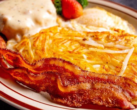 The Hungry Man: Biscuit and Gravy with Eggs and Bacon