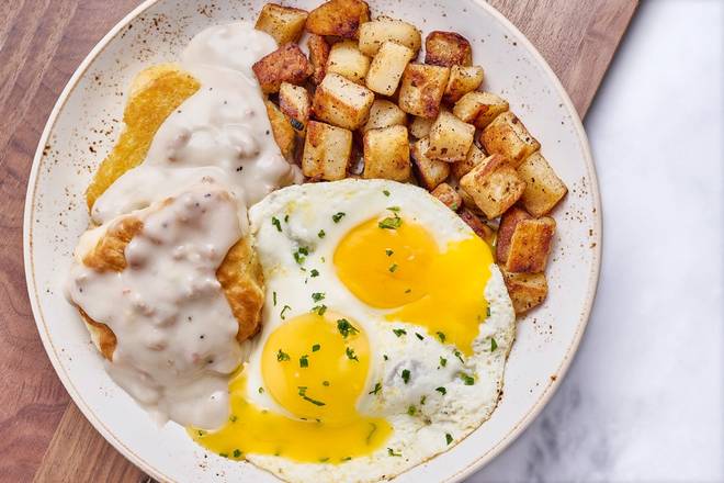 Biscuits and Turkey Sausage Gravy with Eggs