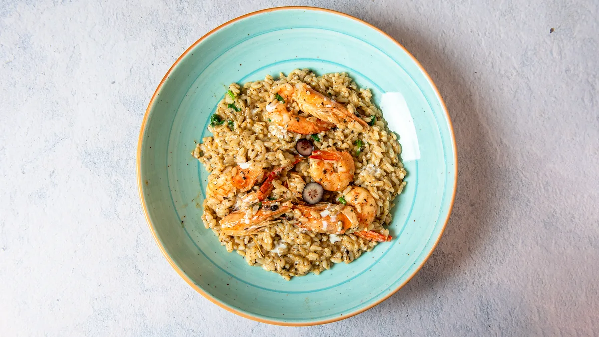 Risotto me Spinaq Karkaleca and Salcë Tartufi