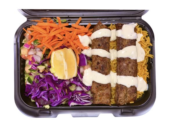 Adana Beef Kabob platter