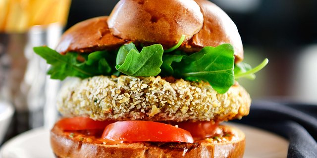 Crispy Chickpea and Eggplant Burger