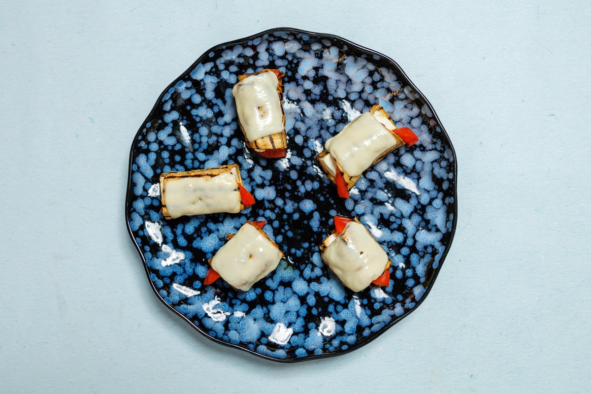 Eggplant Roll Up with Tomato and Cheese