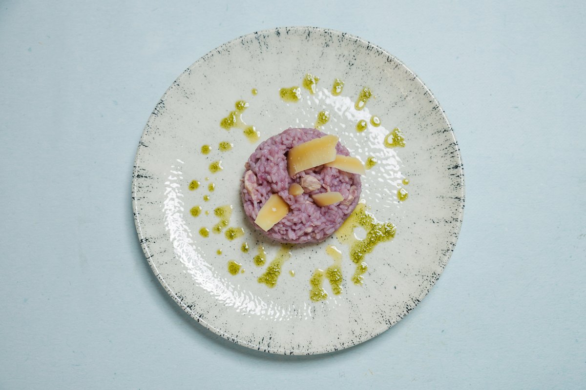 Purple Risotto with Chicken Fillet