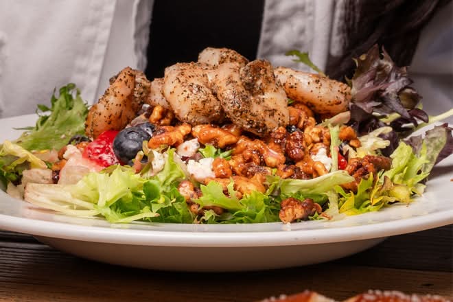 Berries and Gorgonzola with Shrimp