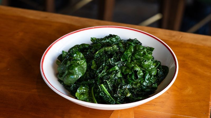 Large Sautéed Tuscan Kale and Curly Spinach