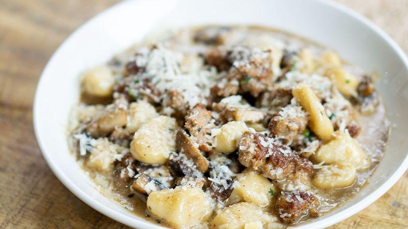 Sausage, Mushroom and Amaretto Cream Ricotta Gnocchi