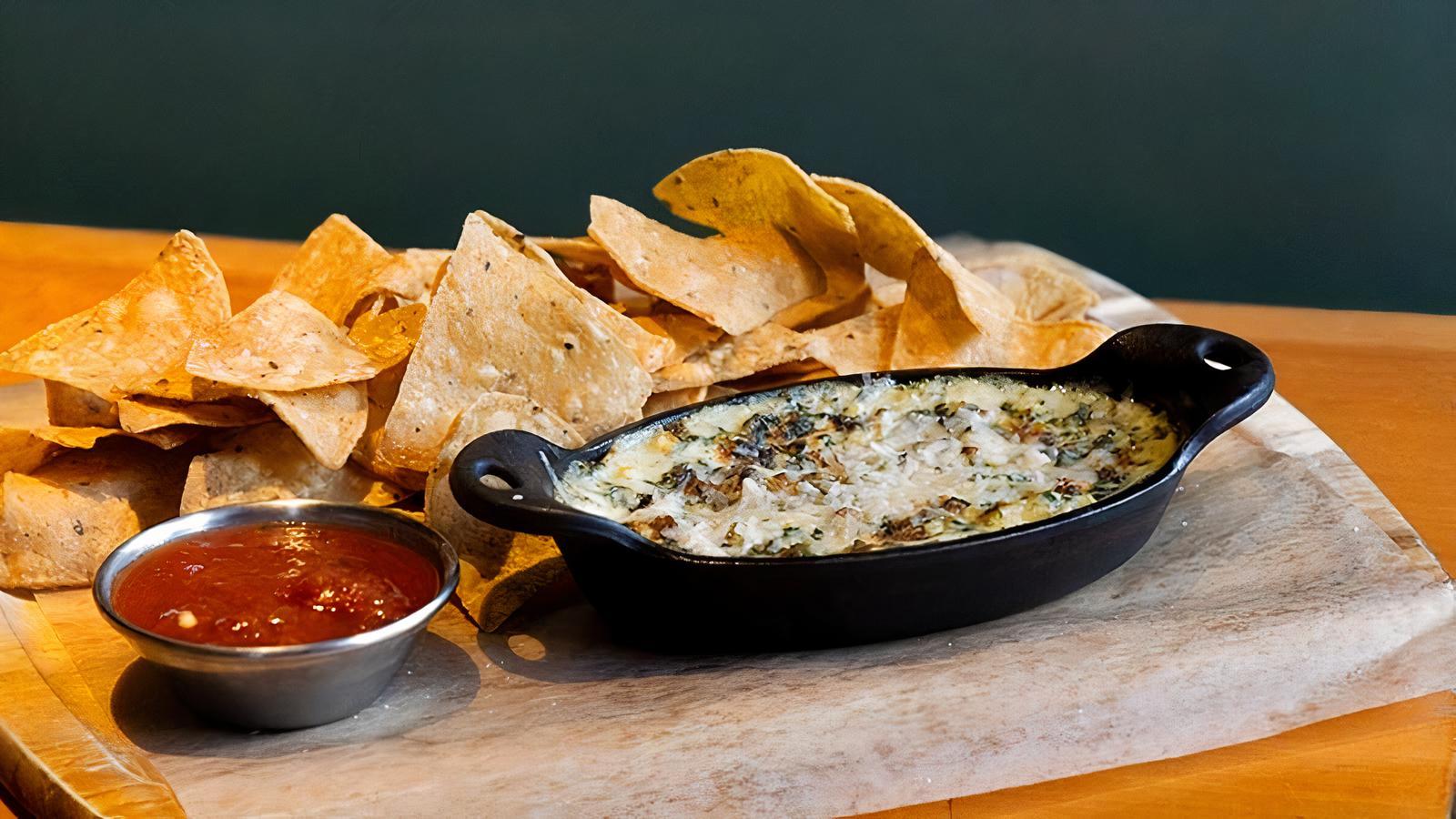 Spinach Dip and Corn Tortilla Chips