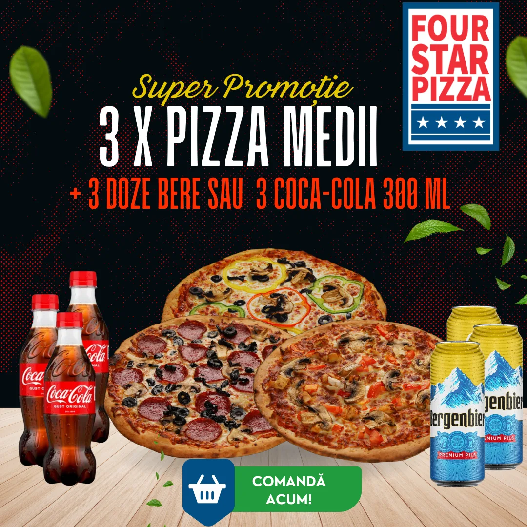 3 pizza medii+3 bauturi (Pizza)
