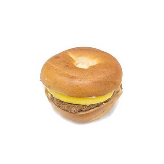 Egg, Turkey Sausage and White Cheddar Cheese on a Bagel