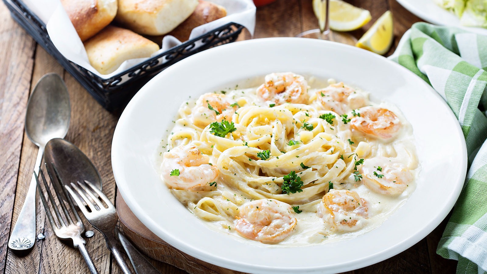 Fettuccine Alfredo with Shrimp