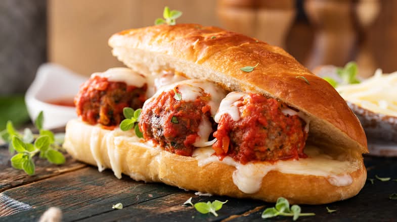 Meatball Sub, Chips and Soft Drink