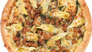 Deep Dish Chicken Sausage, Artichoke and Pesto Pizza Medium