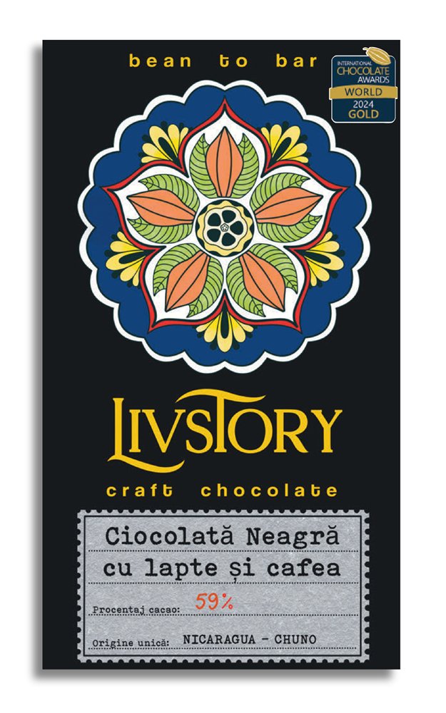 Ciocolata Neagra bean to bar cu lapte și cafea - LIVSTORY