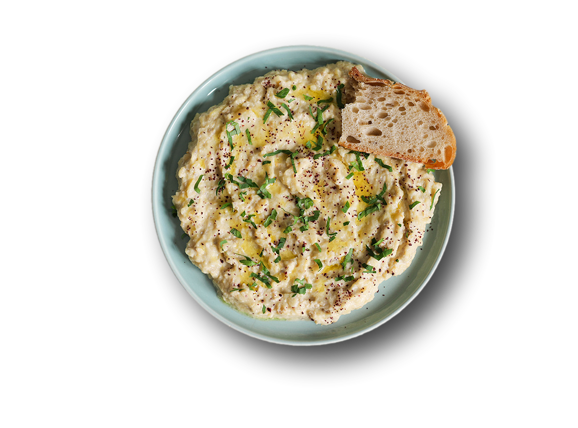 Roasted Eggplant salad and grilled bread 220g