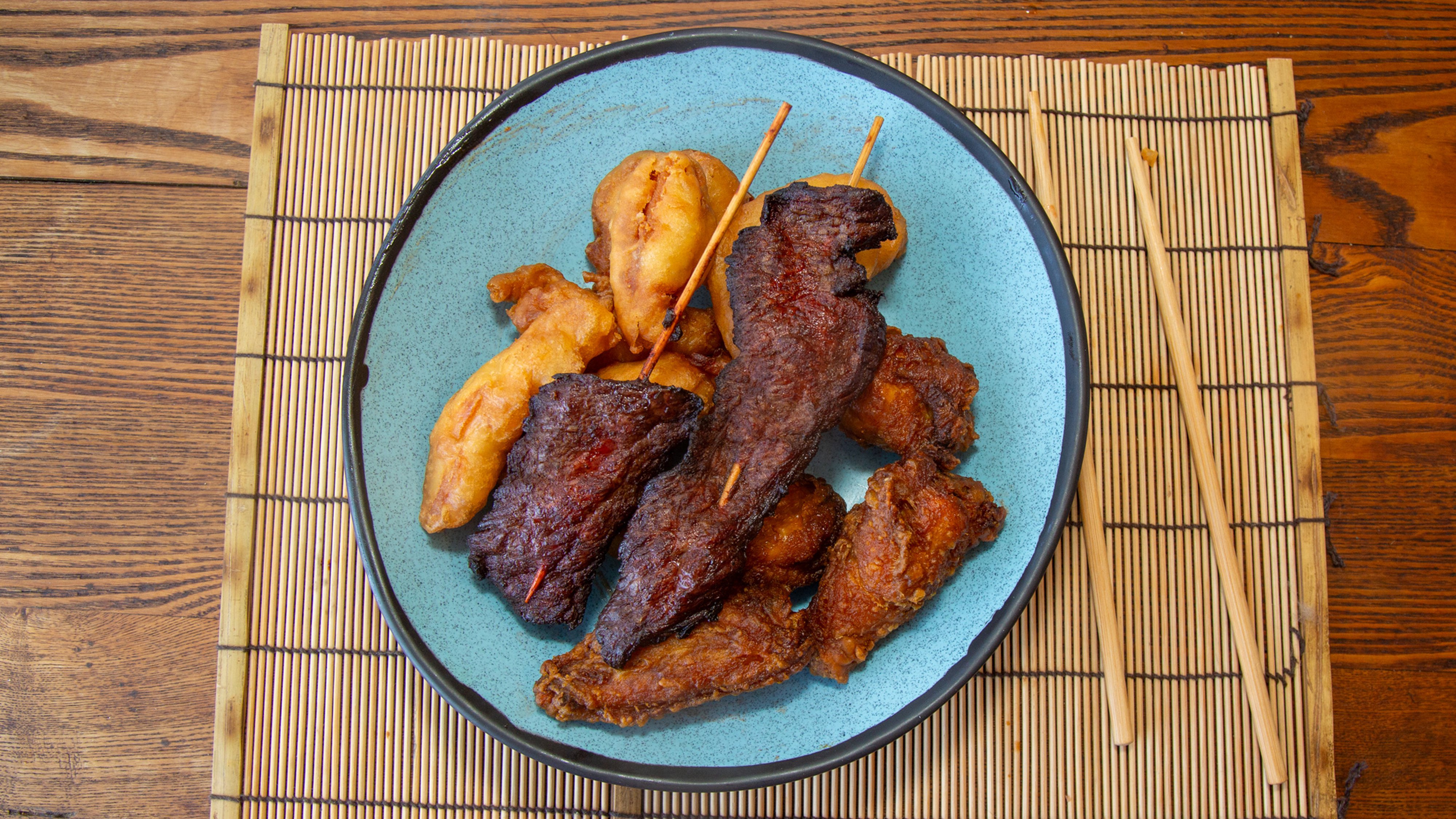 28. Chicken Wings (4), Chicken Finger (6), Teriyaki Beef (2)