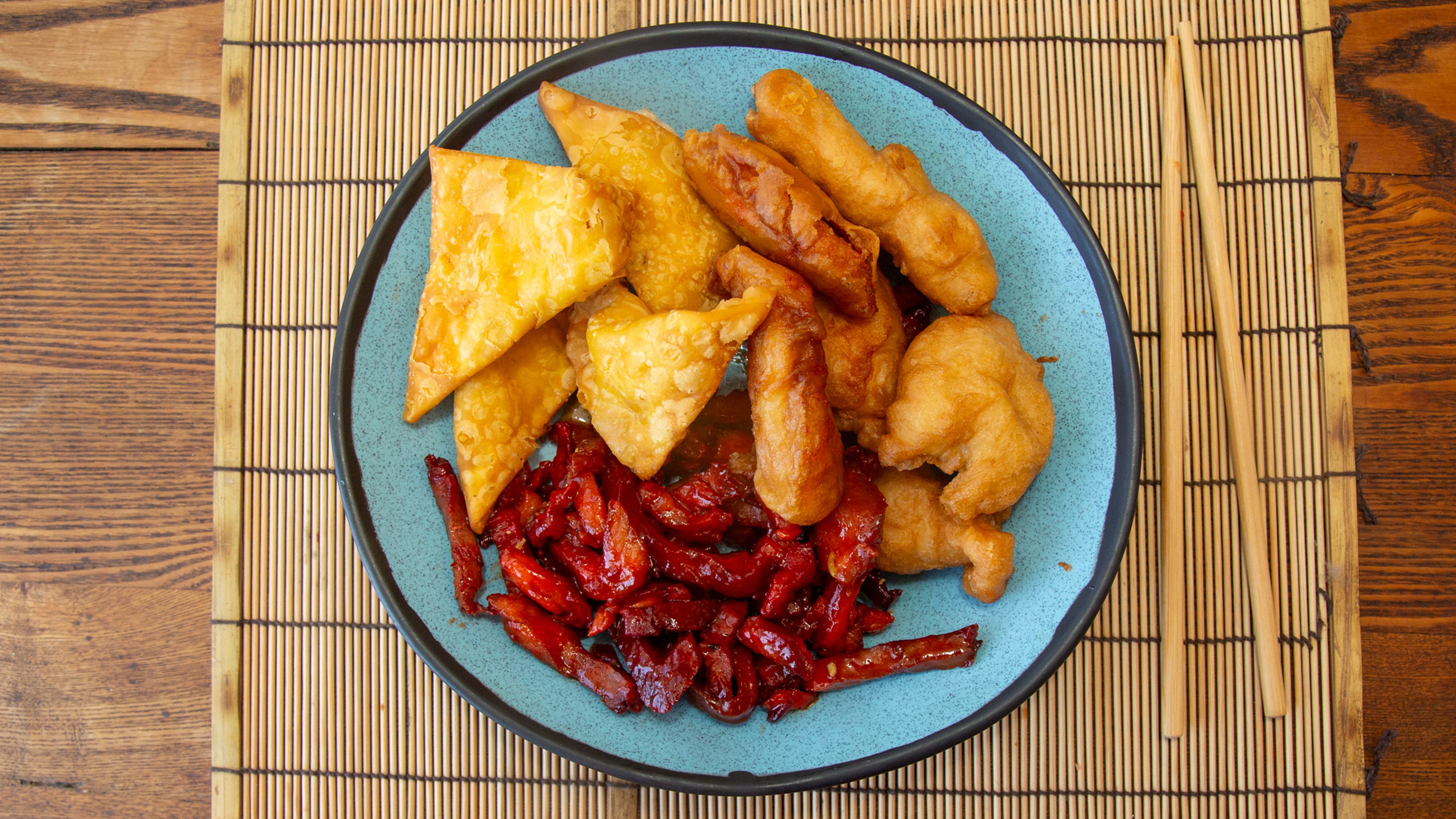 32. Crab Rangoon (4), Chicken Finger (6), Boneless Spare Ribs