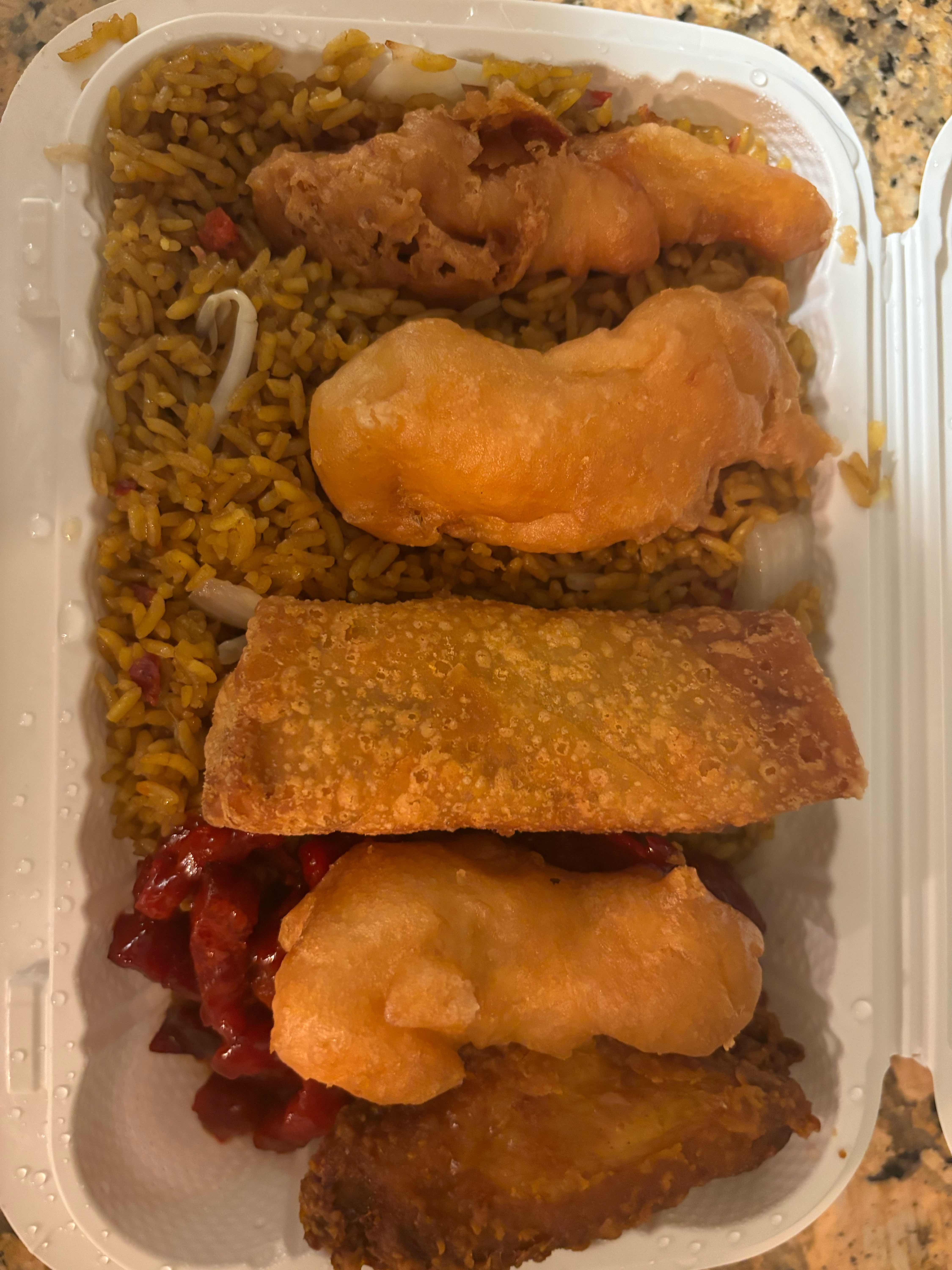 A20. Egg Roll, Boneless Ribs, Chicken Wings (1), Chicken Finger (3)