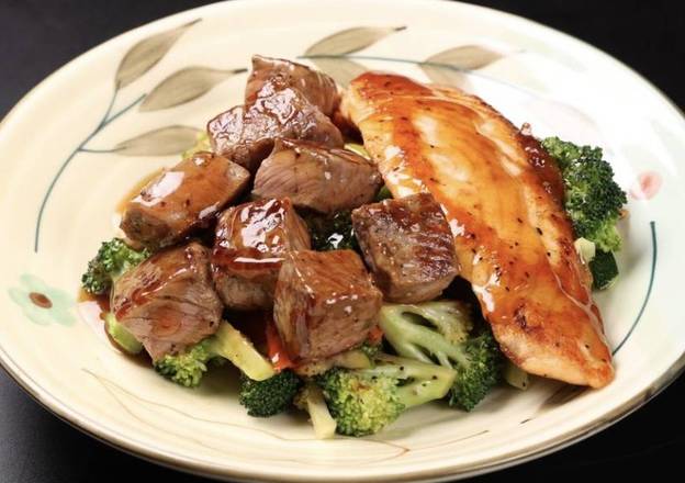 Teppanyaki Steak and Salmon