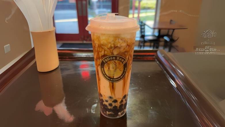 Brown Sugar Milk Tea with Boba and Milk Foam