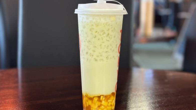 Mango Jasmine Green Milk Tea with Milk Foam