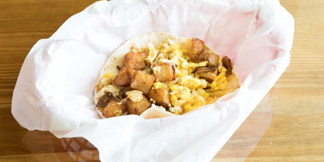 Potato, Egg and Cheese Taco