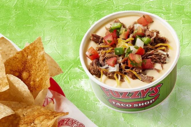 Chips and Queso with Birria Beef