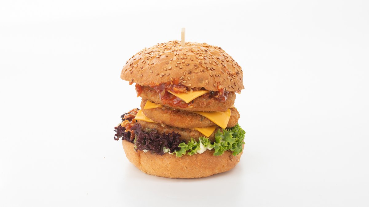 Triple chicken burger