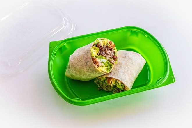 tri tip, bacon and avocado wrap