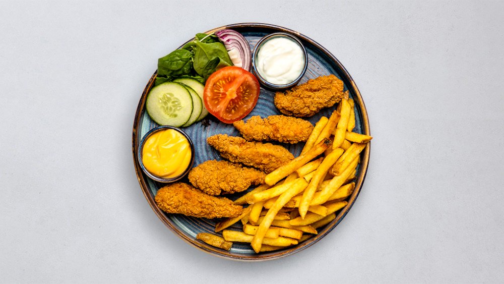 Chicken bits med Pommes