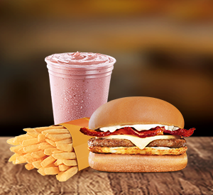 X- Egg Bacon Burger + Fritas + Milk
