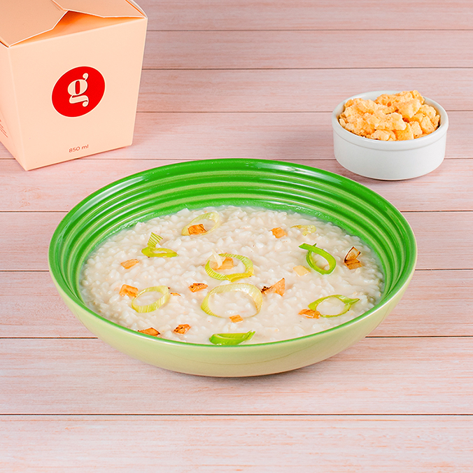 Risoto de Queijo e Alho Poró