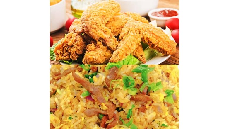 Chicken Wings w.Beef Fried Rice-鸡翅跟牛炒饭