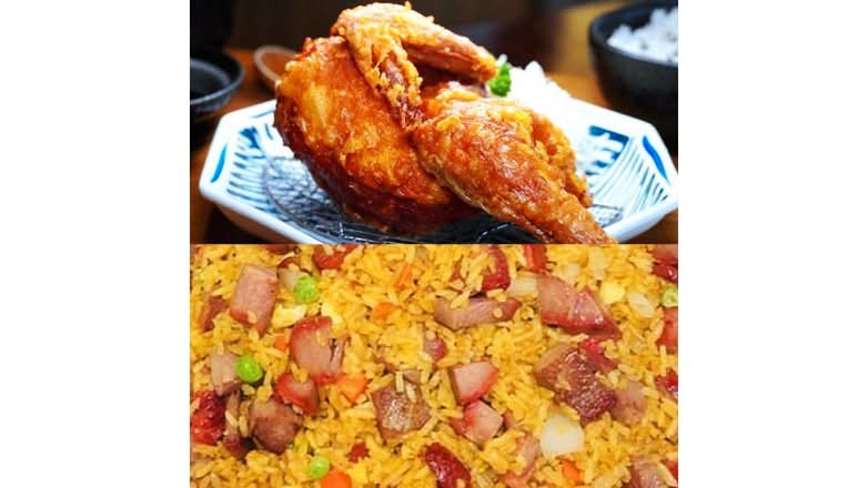 Fried Half Chicken w.Pork Fried Rice-炸半鸡跟叉烧炒饭