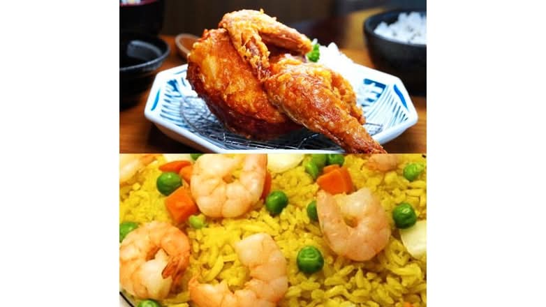 Fried Half Chicken w.Shrimp Fried Rice-炸半鸡跟虾炒饭