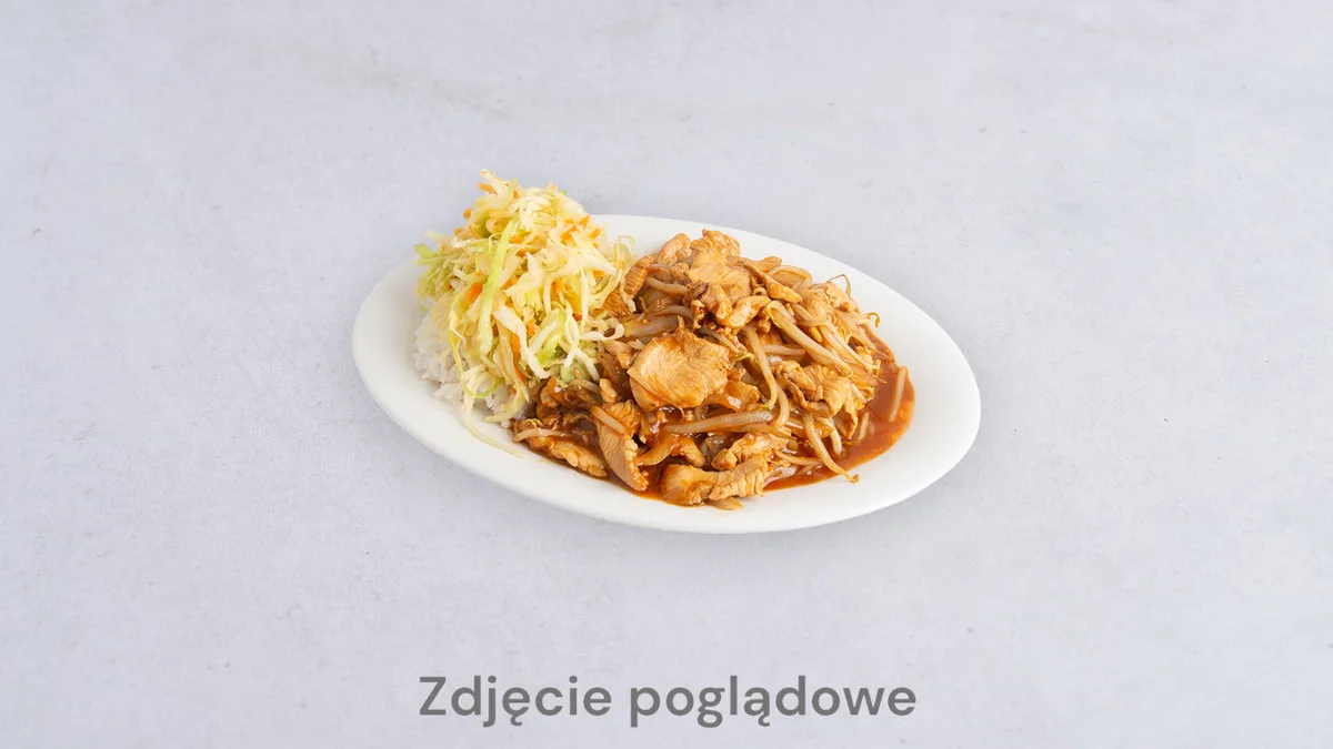 604 - Kurczak po szanghajsku z warzywami w sosie słodko-kwaśnym