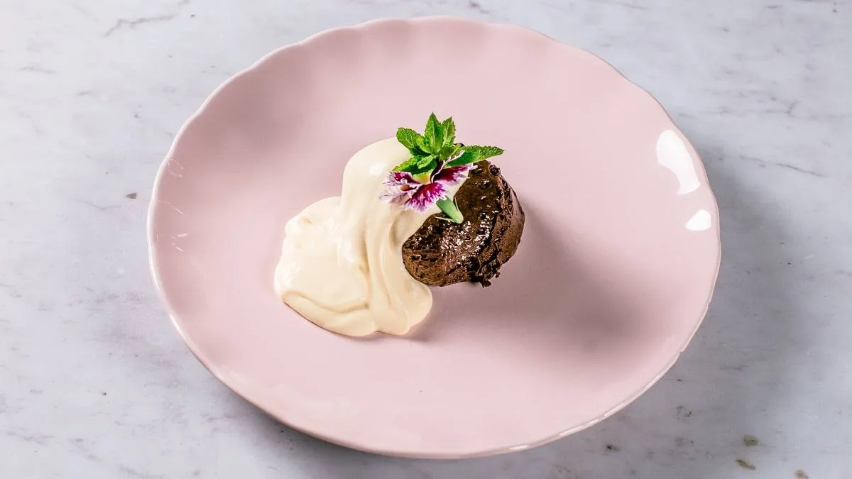 Chocolate mousse with vanilla cream
