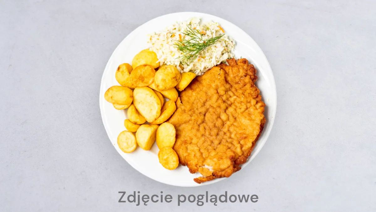 Kotlet schabowy z boczkiem i cebulką